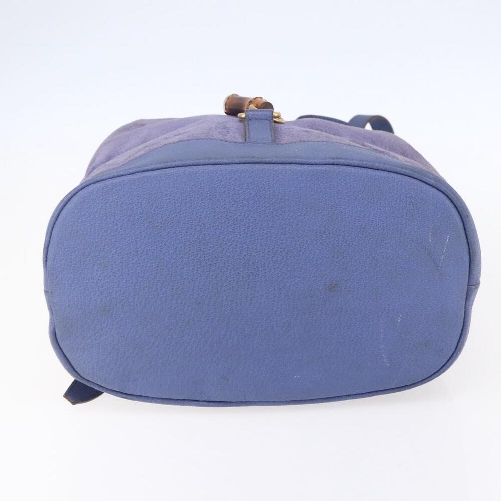 GUCCI Bamboo Backpack Suede Leather Blue Gold 003 2855 0043 0 Auth BA7788 - Picture 5 of 16